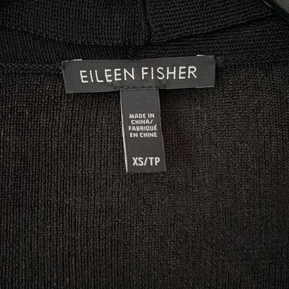 Eileen Fisher Women’s 2 Tier Open Front Cardigan Black XS Oversized Semi Sheer - Picture 4 of 7